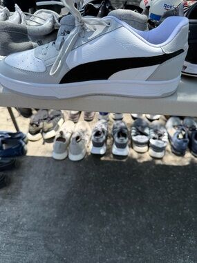 Puma White Leather Sneakers with Black Formstripe
